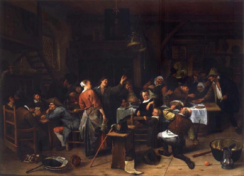 Jan Steen Prince-s Day,Interior of an inn with a company celebration the birth of Prince William III oil painting picture